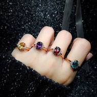 แหวนทับทิมหญิงวรรค925เงินสเตอร์ลิง18 K พลอยชุบทองแหวนคืนวิธีโบราณ Japan และ South Korea เทียมอัญมณีทัวร์มาลีนแหวน