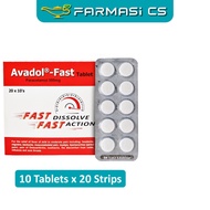 Avadol-Fast 500mg 10 Tablets x 20 Strips EXP:03/2028 [ Avadol Fast Paracetamol Farmasi CS ]