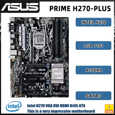 ASUS PRIME H270-PLUS Motherboard LGA 1151 Intel H270 DDR4 64GB support Core i3-6100 i3-6300 i5-6500 