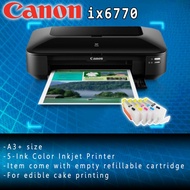 Canon PIXMA iX6770  A3+ Printer with empty refillable cartridge for edible ink