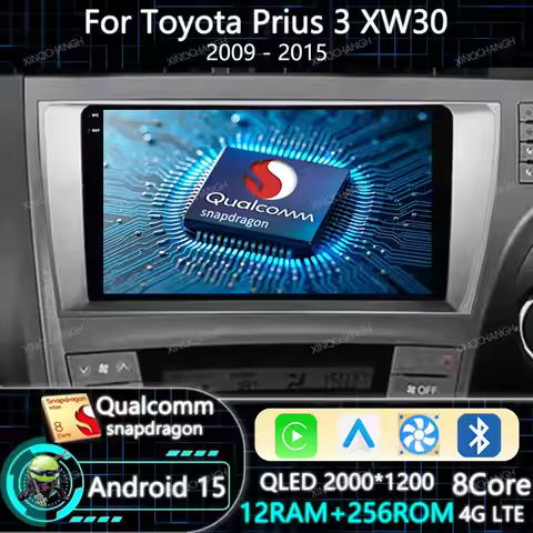 Android 15 Car Radio Carplay Auto For Toyota Prius 3 XW30 2009 - 2015 GPS Navigation Qualcomm 4G WIF