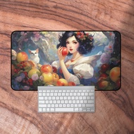 Desk Mat Snow White, Snow White Mouse Pad, Desk Mat Painting, Fantasy Keyboard Mat, Cute Desk Decor