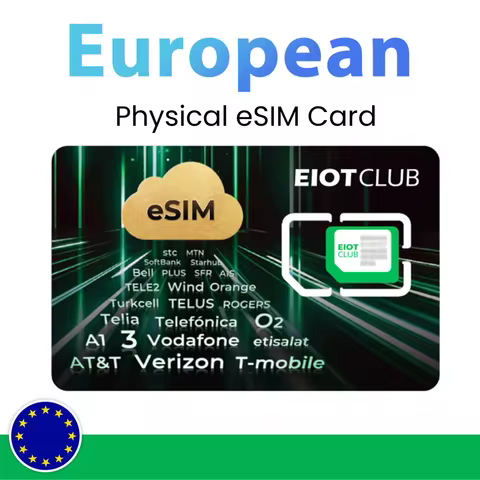 EIOTCLUB eSIM Card – Unlimited eSIM Downloads, Preset 1GB EU Data & 100MB Global Data, Ideal for Tra