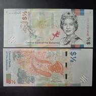 Uang Kertas Asing 238 - 50 Cents Bahamas Queen Elizabeth (UNC)