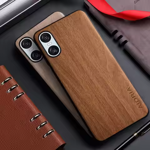 Case for Sony Xperia 10 5 1 VI V IV 5 II III funda bamboo wood pattern Leather Desihn back cover for