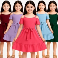 Kids 7 - 9 Yrs Old Cyrill Bakuna Cold Shoulder Sleeve Sweetheart Neck Soft Crepe Layered Mini Dress
