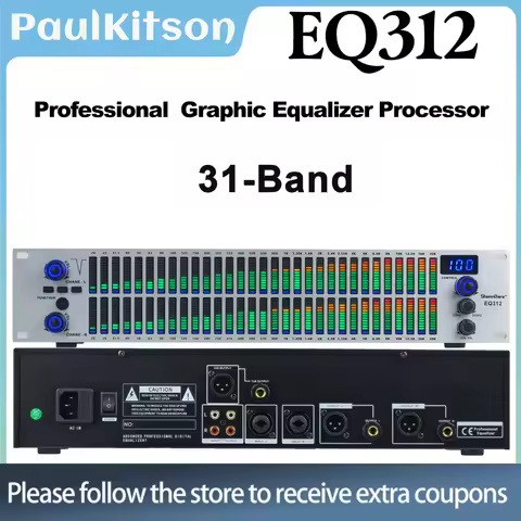 Paulkitson EQ312 Professional Digital 2U 31-band Graphic Audio Equalizer Processor Home Karaoke Spea