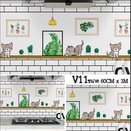 "Wallpaper วอลเปเปอร์ ติดในครัว  สติ๊กเกอร์ติดผนัง มีกาวในตัว Wallpaper pvc กันน้ำ กันความร้อน  กว้า