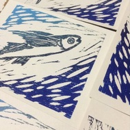木刻飛魚小卡 - 蘭嶼手工版印明信片