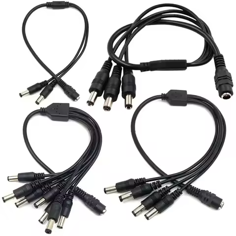 DC Power 5.5 X 2.1 *2.5mm Cable 1 Female to 2 3 4 5 6 10 Male Way in 1 Y Splitter Connector Plug CCT