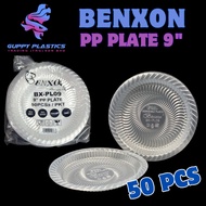 BENXON PP PLATE 9'' 50PCS / PINGGAN PLASTIC 9'' / PINGGAN PLASTIK JAMUAN