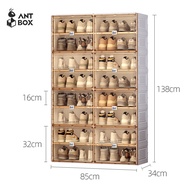 ANTBOX [พร้อมส่ง!!] ตู้รองเท้า 2 แถว 8 ชั้น 32 คู่ ติดตั้งง่าย พับเก็บได้ มีหลายช่องเก็บ ประตูแม่เหล