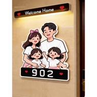 Family friendly cartoon Unit Number Signage with light Unit Number Plate Door Number Signage for a f