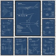 Air Force Plane Airbus Patent Prints Airplane Poster Fighter Aviation Blueprint Canvas Painting ,No 