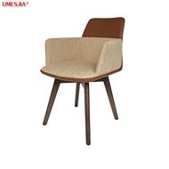 Minimalist Modern Chair Designer Armrest Metal Leg Dining Chair Fabric Simple Cafe Chair Italian Sty