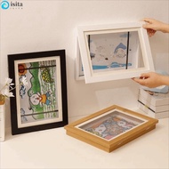 ISITA Magnetic Flip Photo Frame, Changeable A4/A3 Flip Art Photo Frame, Creative Elastic Straps Fron