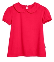 Girls' Peter Pan Collar A-Line Puff Tee Tshirt Top for School & Play