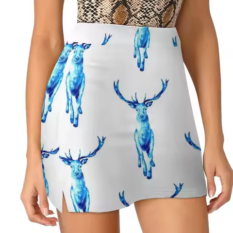 Majestic Blue Stag Skirts Woman Fashion 2022 Pant Skirt Mini Skirts Office Short Skirt Blue Stag Ani