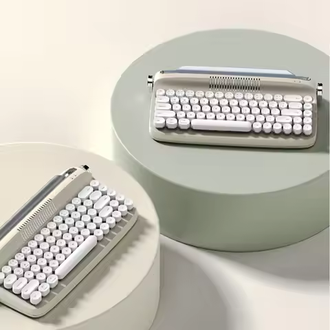 New Retro Wireless Bluetooth Keyboard 68 Keys Rechargeable Typewriter Type Aesthetic Keyboard for Ta