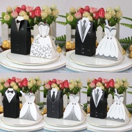 ISALES Wedding 2 pcs Deco Door Gift Hadiah Candy Box Kotak kahwin Bride and Groom Pengantin perempua