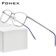 FONEX ไทเทเนียมบริสุทธิ์แว่นตากรอบผู้ชายตารางแว่นตาผู้หญิง2022ใหม่สายตาสั้น O Ptical แว่นตา F85705