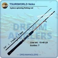 Tsuriworld Neko H 7'0" (7 Feet) 15-40lb 2-Piece Spinning Fishing Rod Joran Ikan