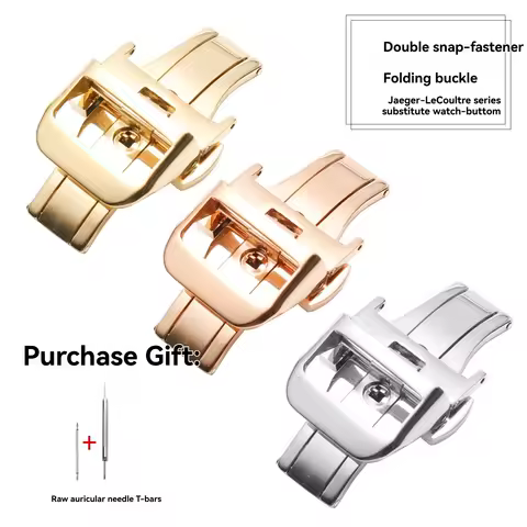 Stainless Steel Deployment Butterfly Buckle For JAEGER-LECOULTRE Watch Silicone cowhide Strap metal 