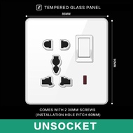 LEJIA Ultra Frameless white Wall Glass Panel Switch 13 Amp Modern Lighting Switch Universal 3-pin pl