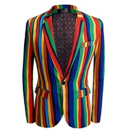 GUKENRO Suit For Men Colorful Stripe Grace Handsome Formal Evening Dinner Dress Graduation Birthday