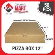 PIZZA BOX 12" x 12" x 1.5" INCHES (BROWN) 50PCS SQUARE FOOD PACKAGING BOX TAKE AWAY KA-MART