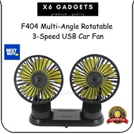 F404 VEHICLE FAN DOUBLE HEAD FAN CAR FAN ROTATABLE 3 SPEED VEHICLE FAN KIPAS KERETA KUAT ANGIN