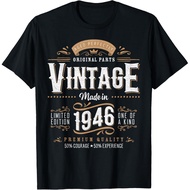 Men's cotton T-shirt Vintage 1946 Label 80th Birthday Gift Men Women 80 Year Old T-Shirt
