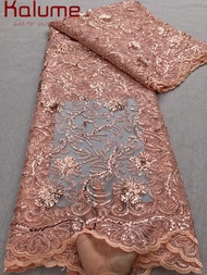 Kalume Lace Purple Mesh Tulle Fabric 2025 High Quality 5 Yard Embroidered Sequin African Lace Fabric