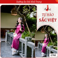 Renovated Ao Dai, Ao Dai CNY 2026 CT62 Purple Brocade Diamond Round Neck, Graceful Straight Shape