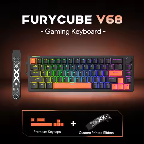 FURYCUBE V68 High-Appearance Mechanical Keyboard 68 Keys RGB Wired Music Rhythm E-sports Gaming Keyb