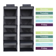 Visual Label 5-Shelf Weekly Clothes Organizer 2pcs Hanging Closet Organizer for KidsMonday Through F