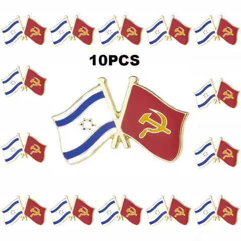 10PCS a lot Israel & USSR Friendship Flag Metal Lapel Pin Flag Pin Badge