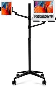 Viozon Tablet and Laptop Floor Stand, 2-in-1 Rolling Adjustable Dual arm, Applicable to3.5~6.7inch P
