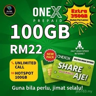 ONEXOX Prepaid 1X22 | 100GB Internet Laju + Panggilan Tanpa Had + Hotspot Penuh RM22 - Paket Interne