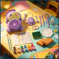 Pottery for Kids Foot Pedal Control DIY Education Toy with 2 Brushes Complete Pottery Painting Kit f