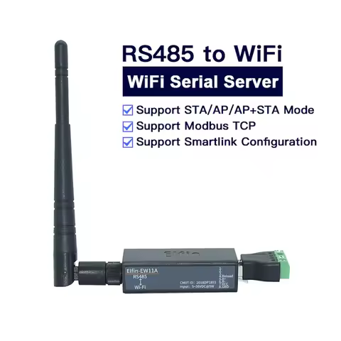 Wide Voltage 9-36VDC EW11 EW11A MINI RS485 Serial Server to WIFI ModbusTCP Serial RJ45 Converter wit