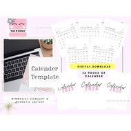 [Template] A4&A5  Minimalist Digital&Printable  Calendar template