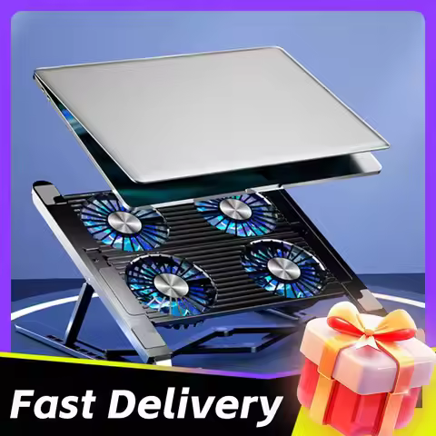 Laptop Cooling Fan with 2/4 Fans Silent Gaming Laptop Cooler Fan RGB 7 Height Portable Laptop Holder