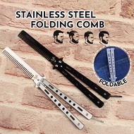 Stainless Steel Butterfly Comb Foldable Comb Hair Comb Tool Butterfly Knife Comb Portable Hairdressi