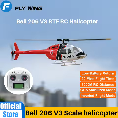 FLYWING Bell 206 V3 RC Helicopter 6CH Brushless Motor 450size H2 ACE flight control bell 206 rc heli