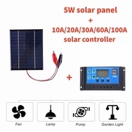 Mini 5W 12V Solar Panel System DIY Portable Polycrystalline Silicon solar Board with 10A/20A/30A/40A