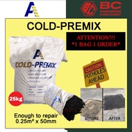 25kg COLD-PREMIX ASPHALT, DIY Repair Jalan Tar, Car Park, Driveway, Pothole Repair, Road Surfacing