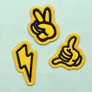 [Custom Velcro patch]AE.Mini size small lightning finger Biye 666 3D Velcro Patch /Badges/armband/Em