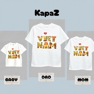 Vietnamese family shirts for provinces and tourism scores in Vietnam, uniforms for 3/4/5 people-Kapa