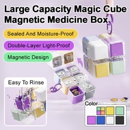 large capacity magic cube magnetic medicine box Portable Pill Box Large Capacity Dispenser Mini Trav
